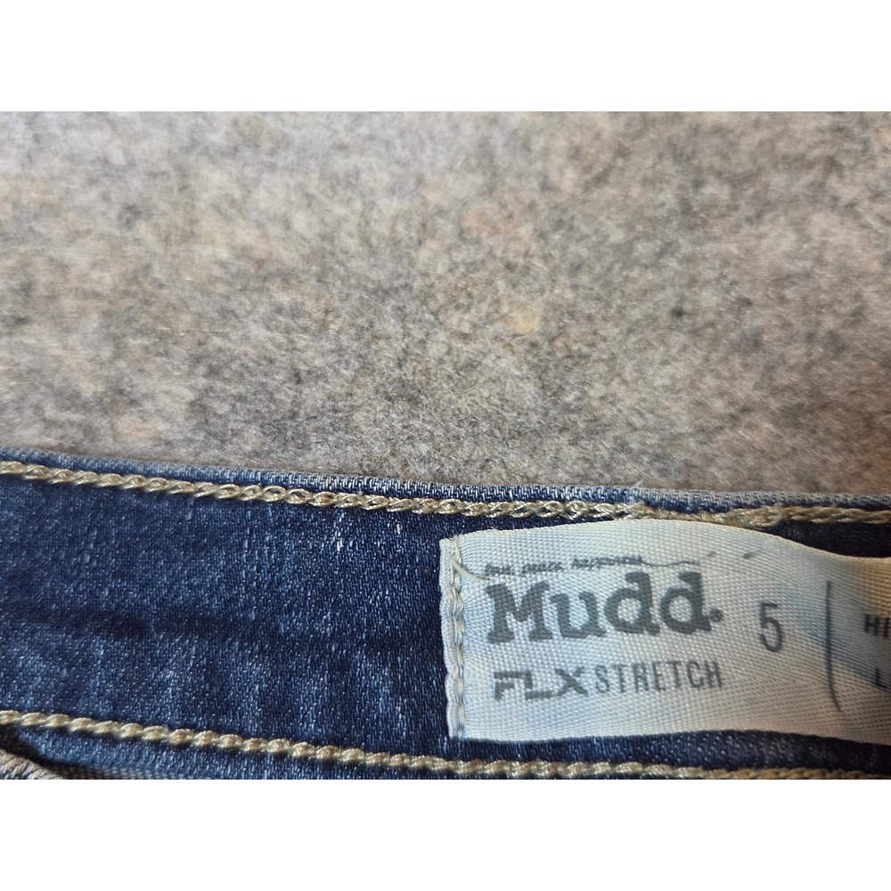 Y2K Mudd FLX Stretch High Rise Jean Legging Light Wash Raw Hem Skinny Size 5 - Picture 9 of 13